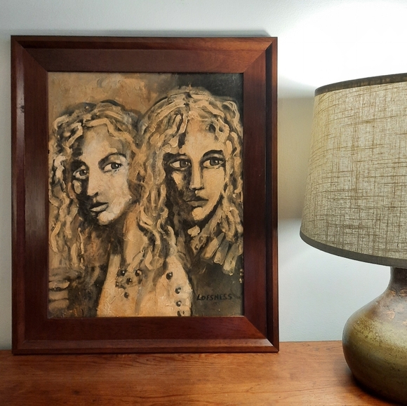 Captivating Original ALAN LOFSNESS Portrait Oil Painting MCM Female Signed Frame - Picture 2 of 13